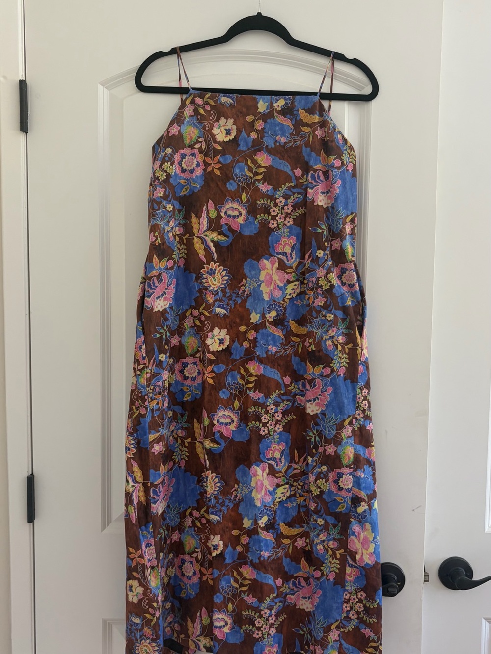 Zara Brown Slip Dress with Blue & Pink Floral Print